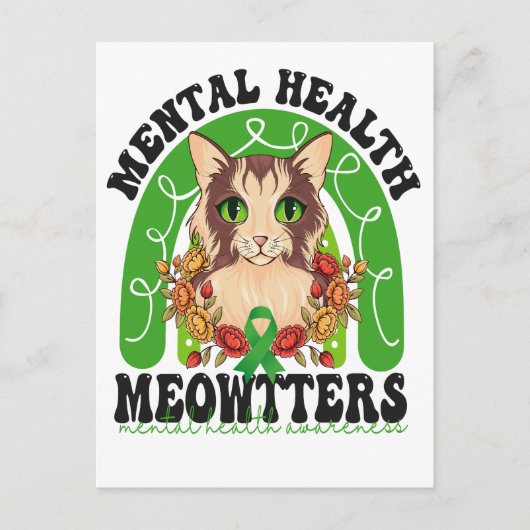 Mentale Gezondheid Meowtters Grappige Kat Regenboo Briefkaart (Voorkant)