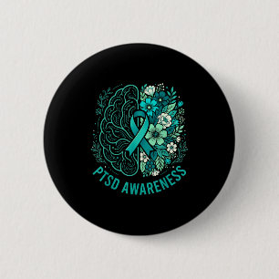 Mentale gezondheid ptsd bewustzijn hersenen en blo ronde button 5,7 cm