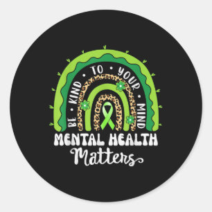 Mentale gezondheid S Bewustzijn Mannen Vrouwen Kin Ronde Sticker