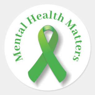 Mentale Gezondheidsbewustzijn En Groene Lint Ronde Sticker