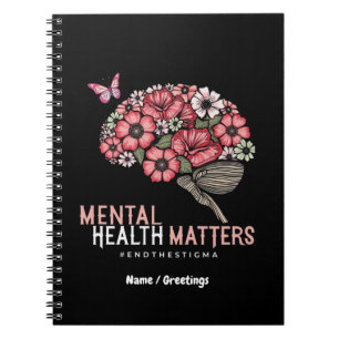 Mentale gezondheidskwesties beëindigen stigma, ver notitieboek