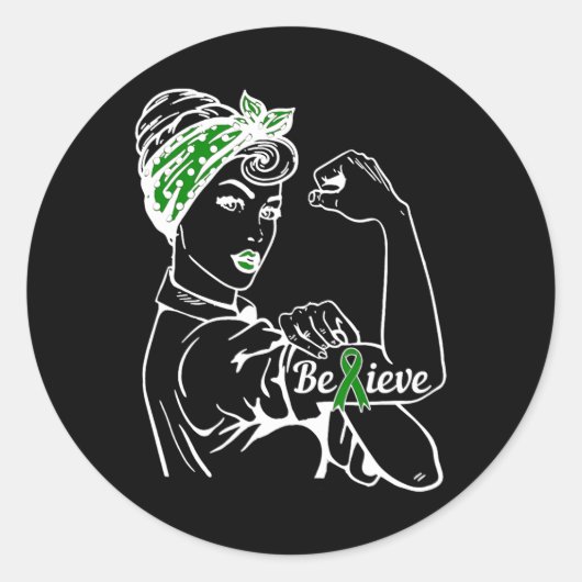 Mentale gezondheidsvoorlichting Maand Woman Green  Ronde Sticker (Voorkant)