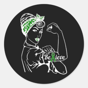 Mentale gezondheidsvoorlichting Maand Woman Green Ronde Sticker