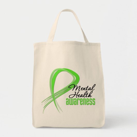 Mentale gezondheidsvoorlichting Ribbon Tote Bag (Voorkant)