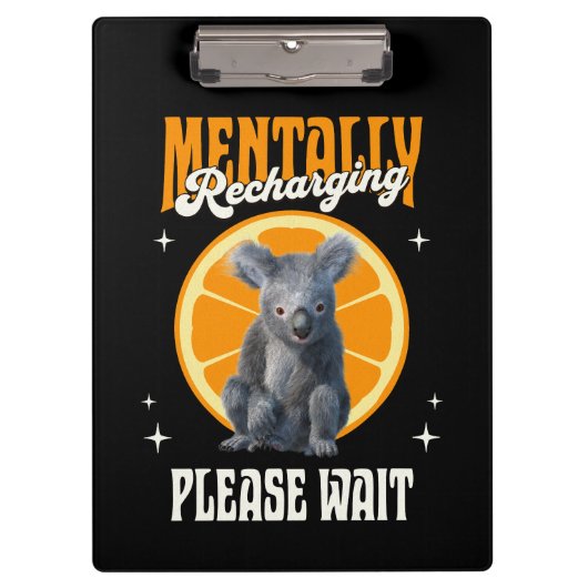 Mentale Oplaadbare Introverte Koala Ontwerp Klembord (Voorkant)