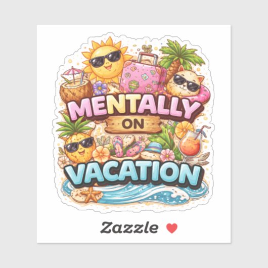 Mentale Vakantie op maat gemaakte vinyl sticker (Vel)