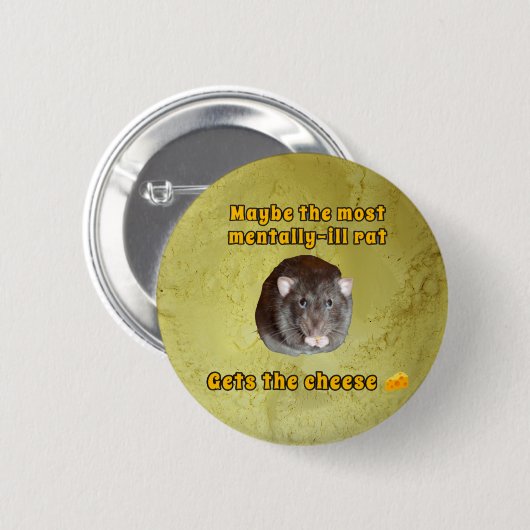 Mentale ziekte rat knop ronde button 5,7 cm (Voorkant /achterkant)