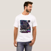 Mentally AFK Grappig Kat Gamer T-Shirt (Voorkant volledig)