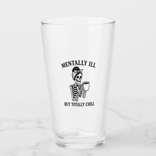 Mentally Ill but Totally Chill Halloween Glas (Voorkant)