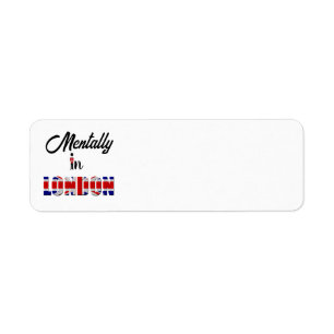 Mentally in Londen retouradreslabel Etiket