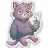 Mentally Offline Cat Sticker (Voorkant)
