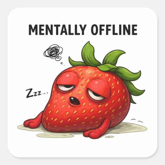 Mentally Offline Cute Strawberry Sticker (Voorkant)
