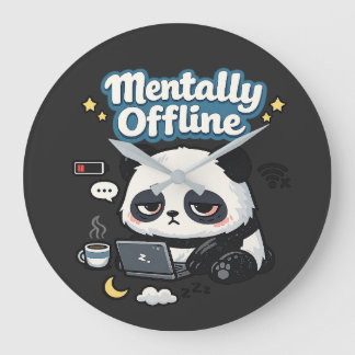 Mentally Offline Panda | Introvert Lo-Fi Esthetiek Grote Klok