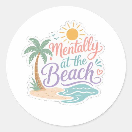 Mentally op het strand ronde sticker (Voorkant)
