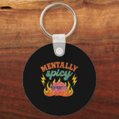 Mentally Scy Funny Mental Health Humor Sarcastic Q Sleutelhanger (Voorkant)