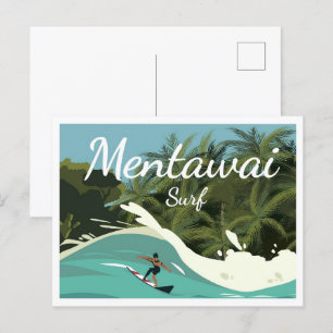 Mentawai surfen Indonesië reis plaats illustratie Briefkaart