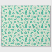 Menthol Green Kerstboom en Ornamenten Feestelijk Cadeaupapier (Vlak)