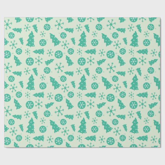 Menthol Green Kerstboom en Ornamenten Feestelijk Cadeaupapier (Vlak)