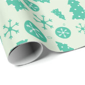 Menthol Green Kerstboom en Ornamenten Feestelijk Cadeaupapier (Rol Hoek)