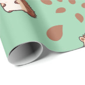 Menthol Green Seamless Hedgehogs Wrapping Paper Cadeaupapier (Rol Hoek)