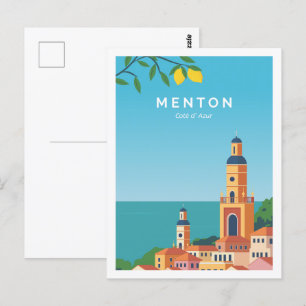 Menton Cote de Azur Travel Place Illustratie Briefkaart