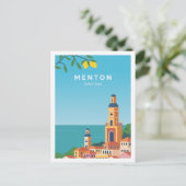 Menton Cote de Azur Travel Place Illustratie Briefkaart (Staand voorkant)
