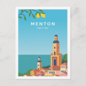 Menton Cote de Azur Travel Place Illustratie Briefkaart (Voorkant)