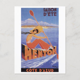 Menton France Saison d'ete Summer Vintage Travel Briefkaart