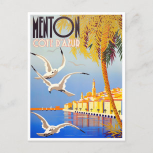 Menton France vintage-reis Briefkaart