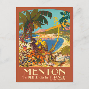 Menton France vintage-reis Briefkaart