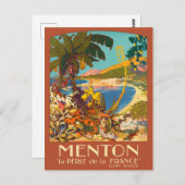 Menton France vintage-reis Briefkaart (Voorkant / Achterkant)