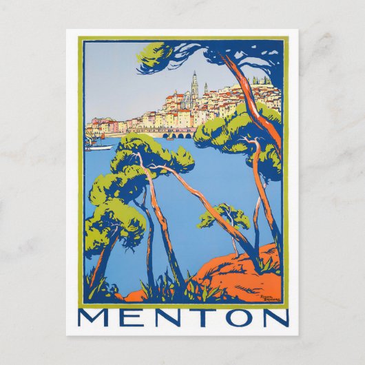 Menton France vintage-reis Briefkaart (Voorkant)
