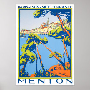 Menton France vintage-reis Poster