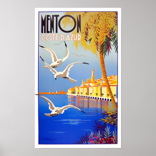 Menton France vintage-reis Poster (Voorkant)