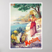Menton France vintage travel Poster (Voorkant)