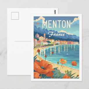 Menton Frankrijk Beroemde Vintage Reisplaats Briefkaart