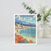 Menton Frankrijk Beroemde Vintage Reisplaats Briefkaart (Staand voorkant)