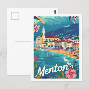 Menton Frankrijk Beroemde Vintage Reisplaats Briefkaart