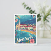 Menton Frankrijk Beroemde Vintage Reisplaats Briefkaart (Staand voorkant)