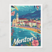 Menton Frankrijk Beroemde Vintage Reisplaats Briefkaart (Voorkant)