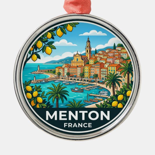 Menton Frankrijk Metalen Ornament (Voorkant)