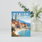 Menton Frankrijk Reizen Kunst Vintage Briefkaart (Staand voorkant)