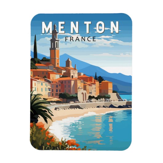 Menton Frankrijk Reizen Kunst Vintage Magneet (Verticaal)