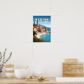 Menton Frankrijk Reizen Kunst Vintage Poster (Keuken)