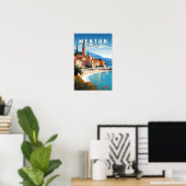 Menton Frankrijk Reizen Kunst Vintage Poster (Thuiskantoor)