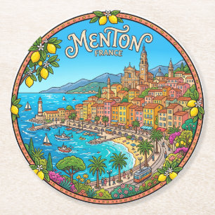 Menton Frankrijk Ronde Kartonnen Onderzetter