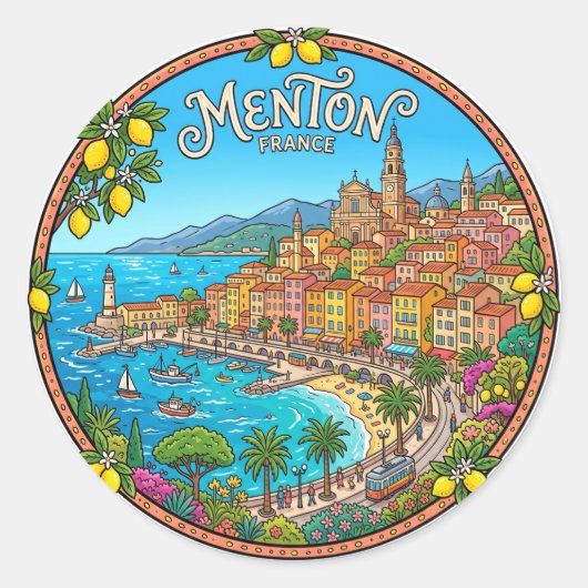 Menton Frankrijk Ronde Sticker (Voorkant)