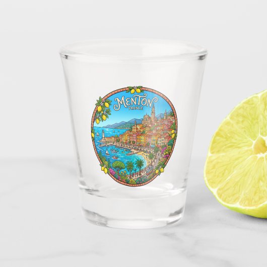 Menton Frankrijk Shot Glas (Voorkant)