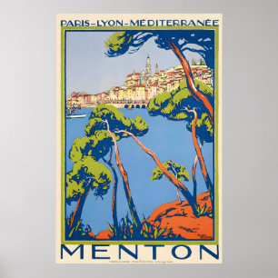Menton Frankrijk Vintage Reisposter Poster