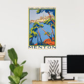 Menton Frankrijk Vintage Reisposter Poster (Thuiskantoor)